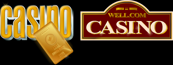 Logos of Golden Brick and Well.com online casinos