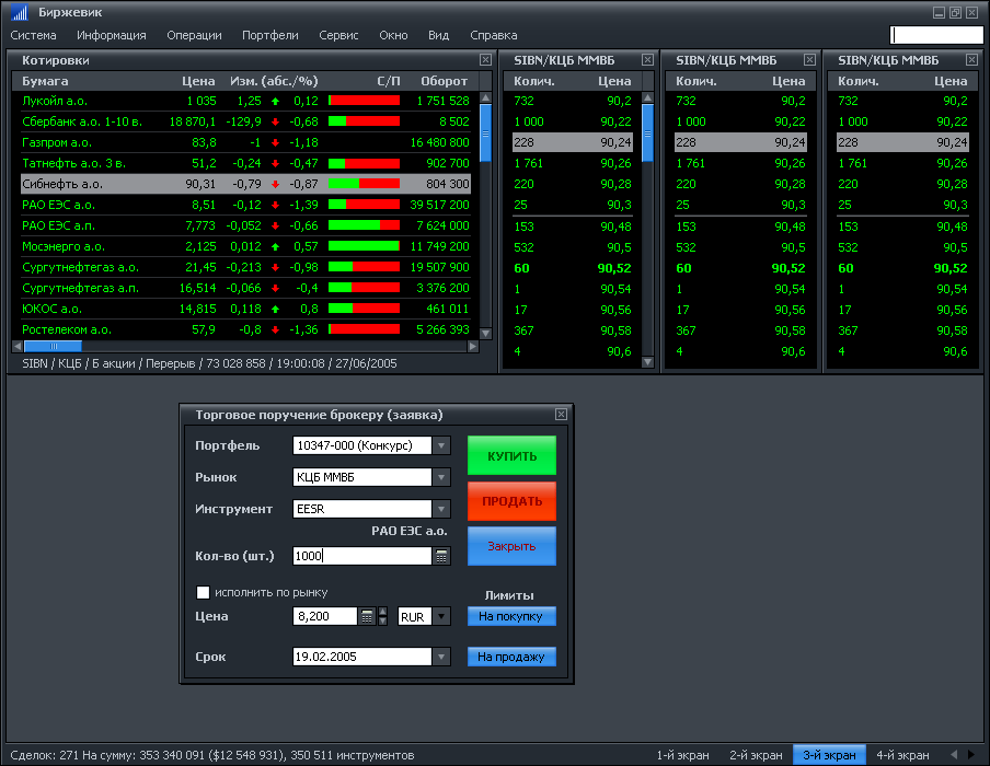 Internet Trading System Interface